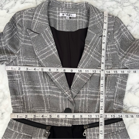 Story. Modesto long sleeve plaid tweed blazer midi dress vintage Inspired style - Picture 7 of 10